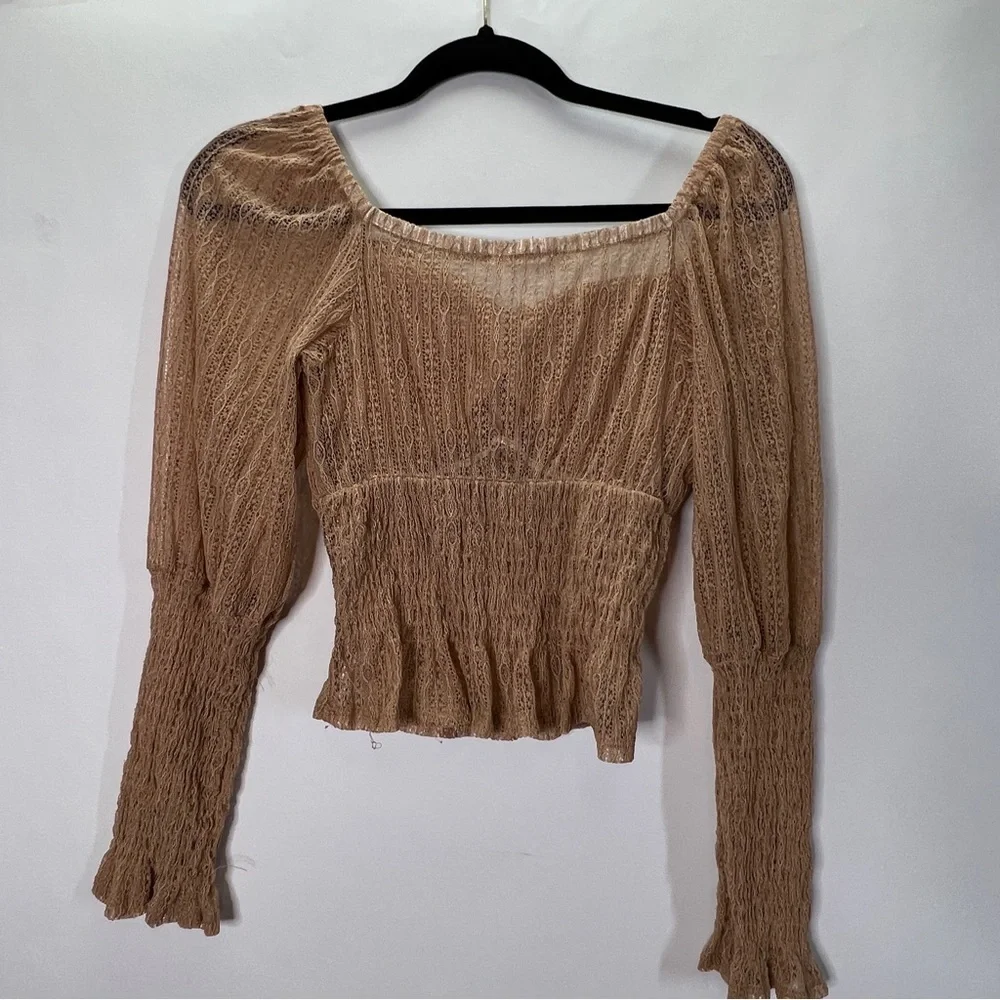 LACE Crop Top Long Sleeve Ruffle Size S